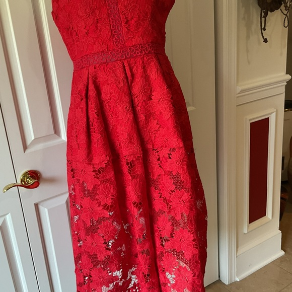 NICHOLAS Scarlet Lace Midi Dress